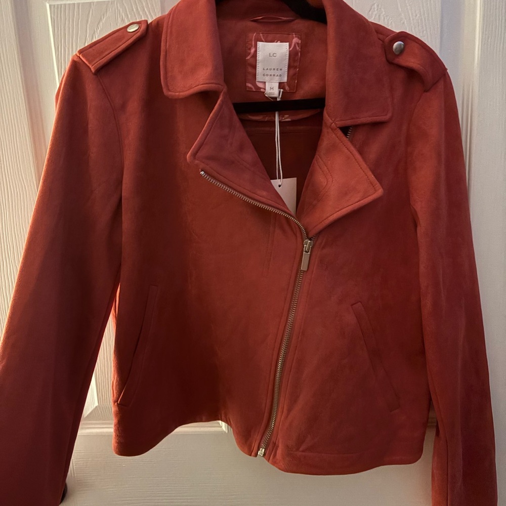 LC Lauren Conrad Women's Terracotta/Maroon Suede Jacket